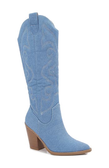 Berness Metallic Quilted Cowboy Boot In Blue