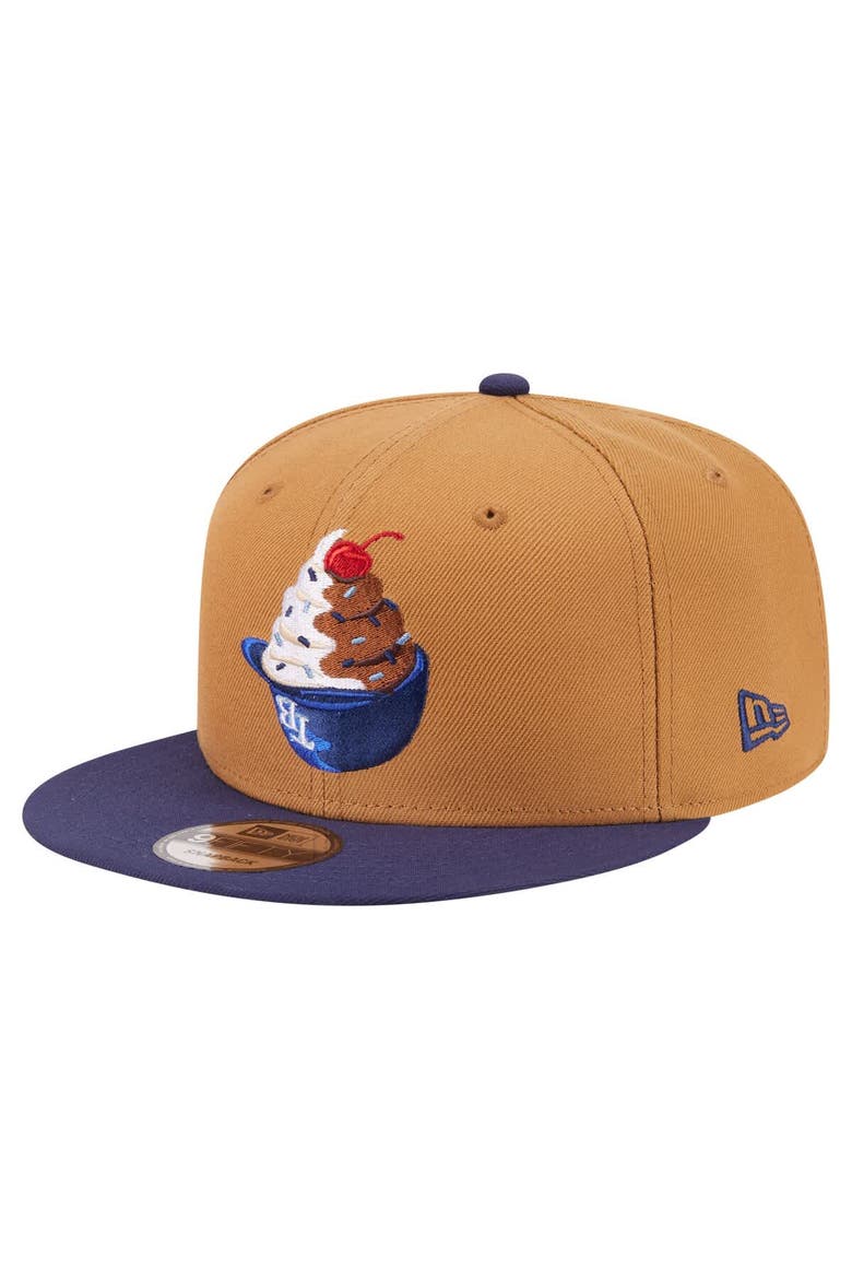 Men's New Era Khaki/Navy Tampa Bay Rays Ice Cream 9FIFTY Snapback Hat, Alternate, color, Khaki