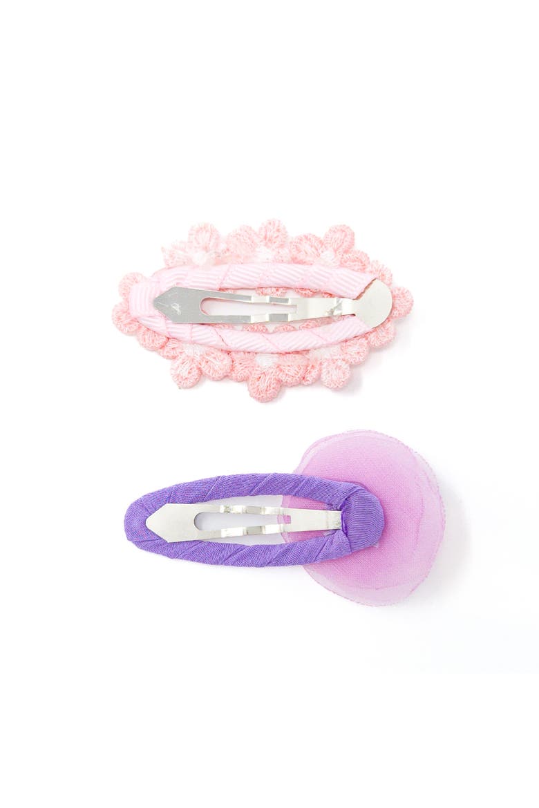 2-piece Hair Clip Set - Tulle Bloom Petals, Alternate, color, Lavender Bloom - Purple