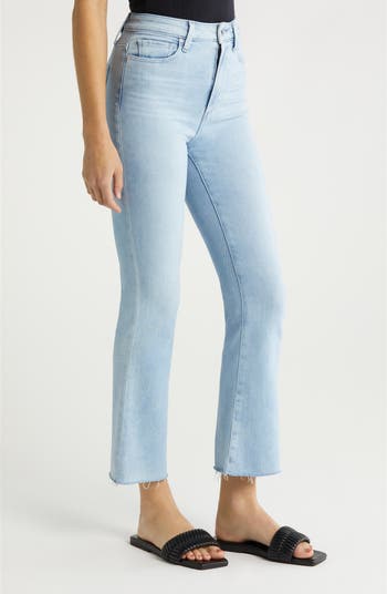Claudine High Waist Frayed Hem Ankle Flare Jeans