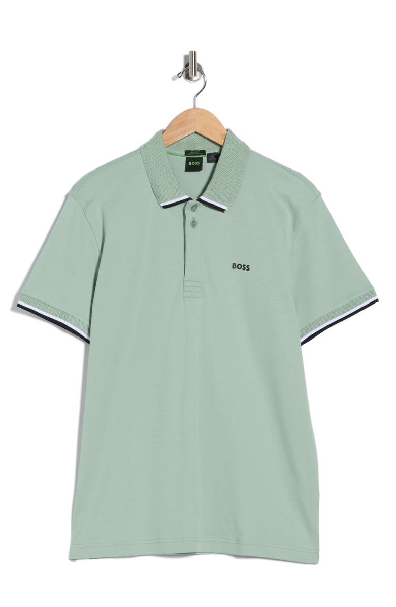 BOSS Paddy Lux Heritage Cotton Knit Polo, Main, color, Open Green