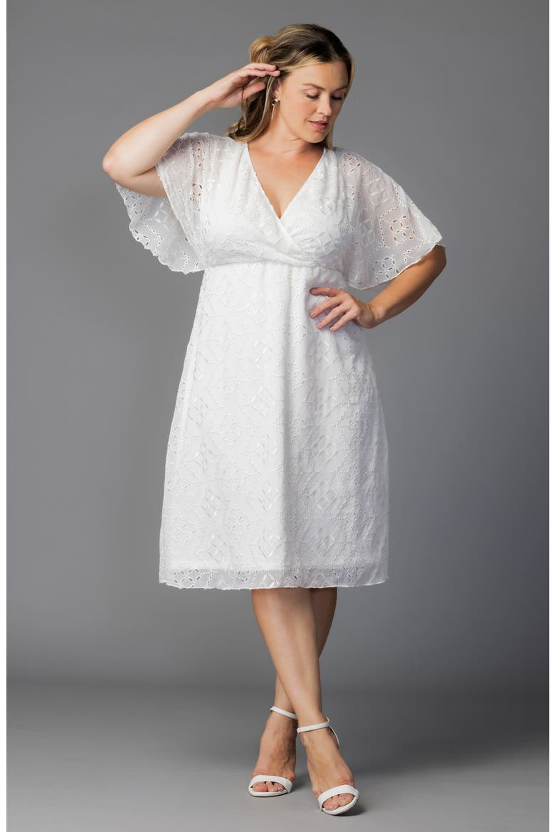 Heavenly Eyelet Surplice Cocktail Dress, Alternate, color, IVORY EYELET
