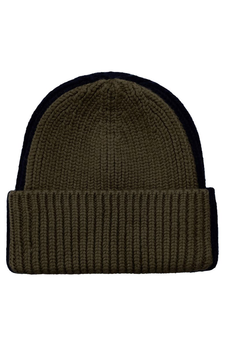 Mackage Jude Colorblock Wool Blend Rib Beanie, Alternate, color, Navy/ Green