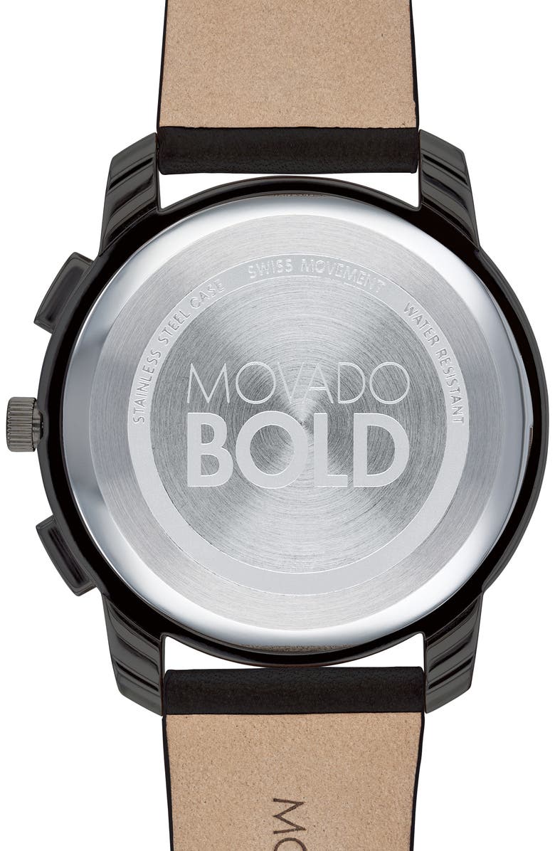 Movado Bold Chronograph Leather Strap Watch, 42mm, Alternate, color,