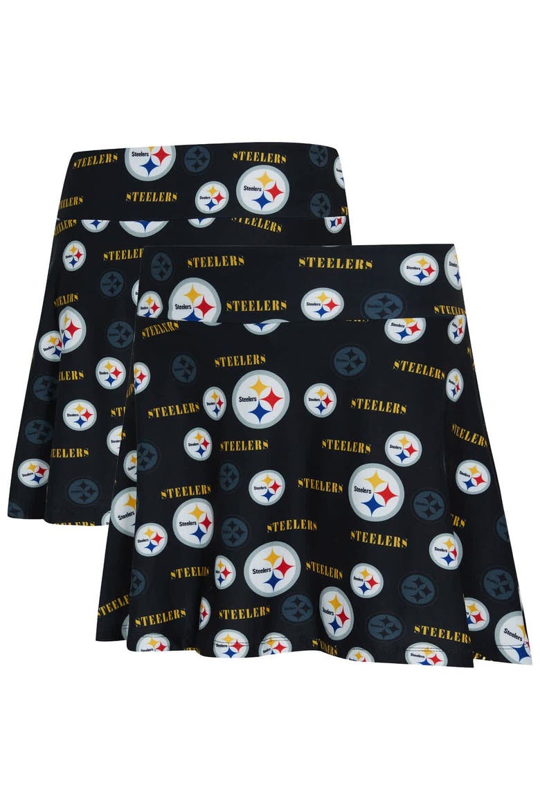 Women's Concepts Sport Black Pittsburgh Steelers Mosaic Allover Print Skort, Main, color, Black
