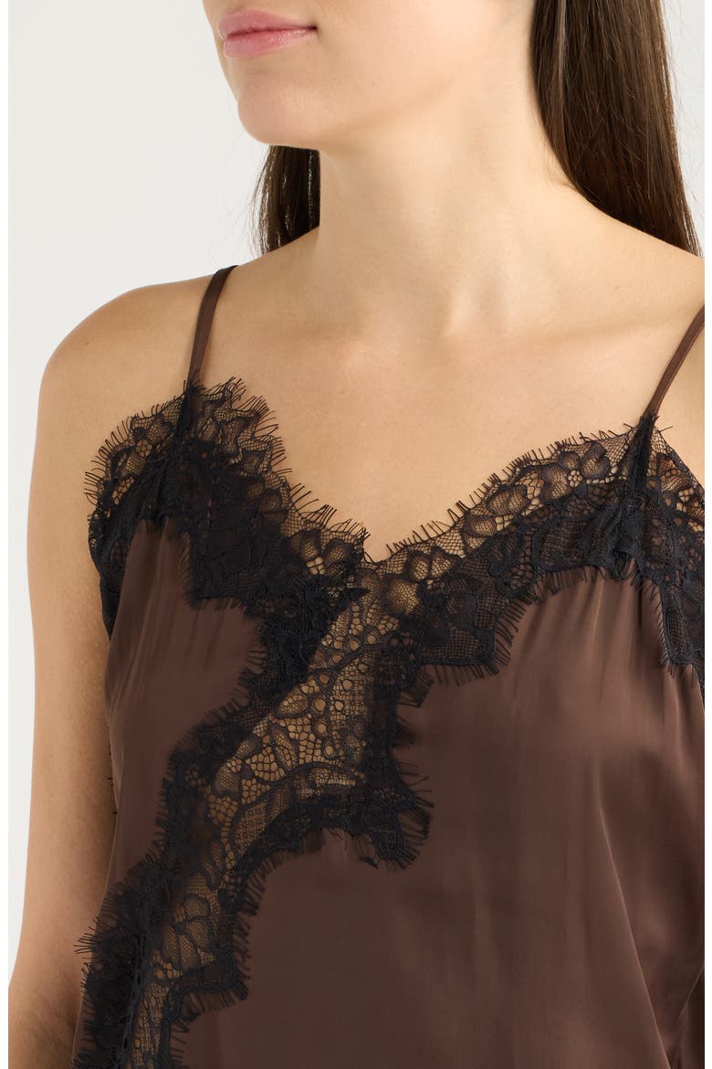 Sonic Lace Trim Asymmetric Tank, Alternate, color, CHOCOLATE