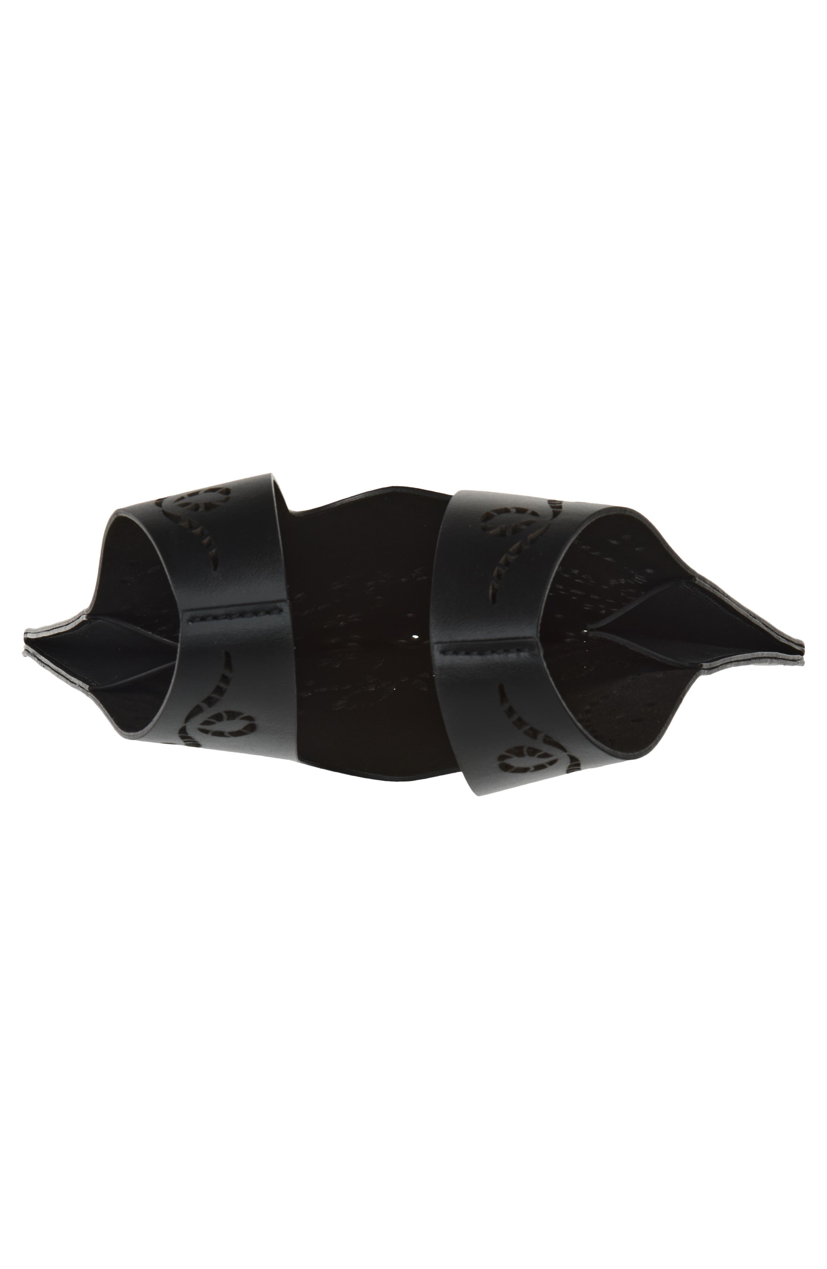 Mini Lasercut Leather Shopper, Alternate, color, BLACK