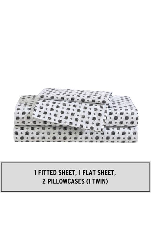 Eddie Bauer Fair Isle Sprinkle Cotton Sheet Set In White/black