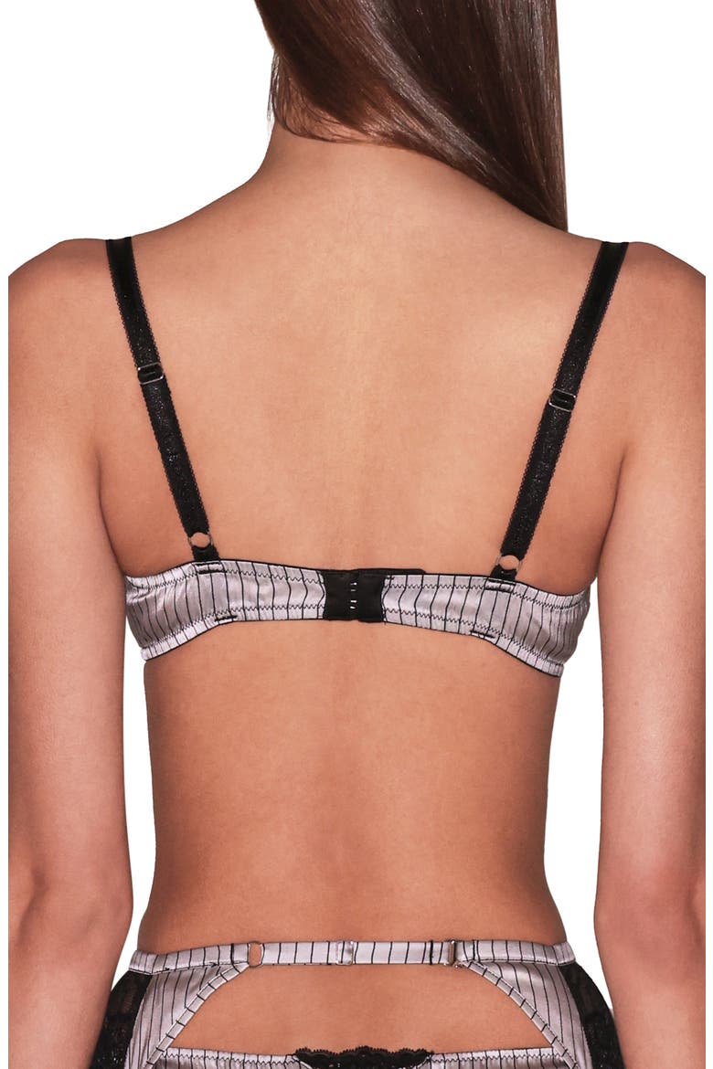 Executive Underwire Silk Trim Balconette Bra, Alternate, color, ASH PINSTRIPE