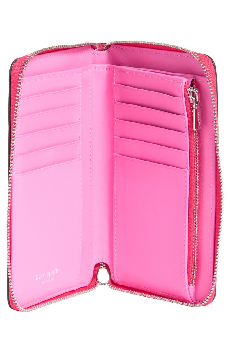 Kate Spade New York smooth leather medium zip wallet, Alternate, color, Rosehip
