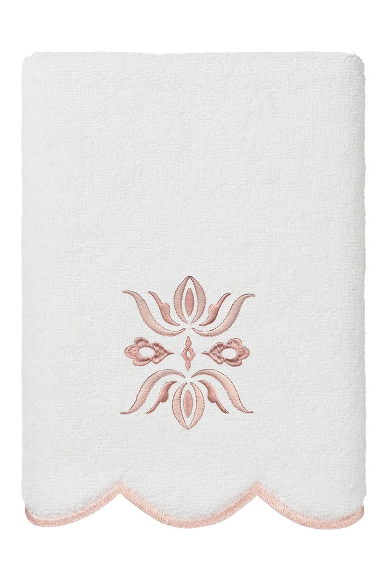 Flower Crest Scallop 3-Piece Towel Set, Alternate, color, WHITE/ PINK