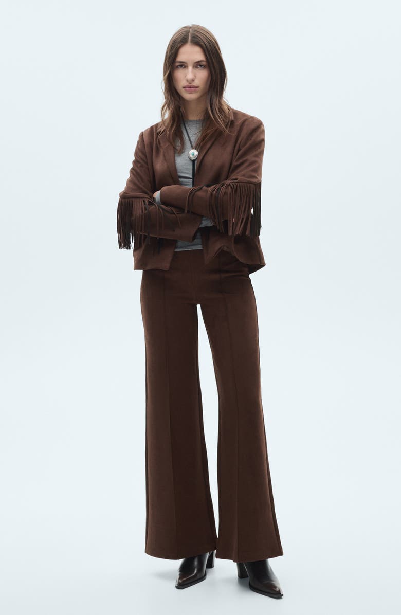 MANGO Fringe Trim Faux Suede Jacket, Alternate, color, 