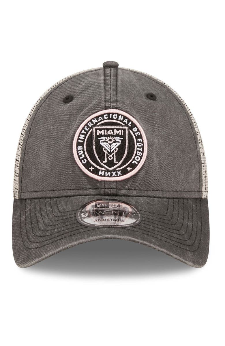 New Era Men's New Era Black/Cream Inter Miami CF 9TWENTY Washed Denim Snapback Hat, Alternate, color,