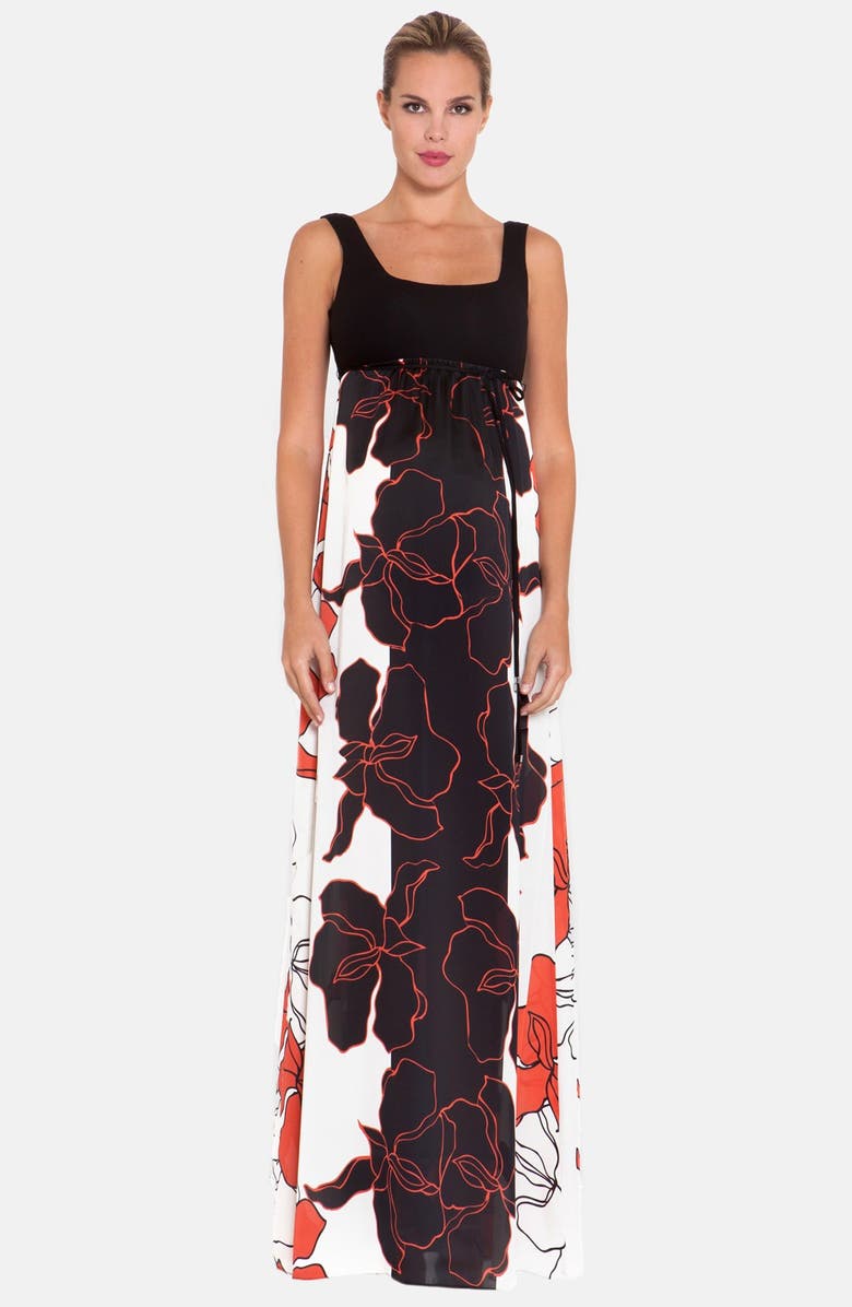 Olian Print Empire Waist Maternity Maxi Dress, Main, color, 