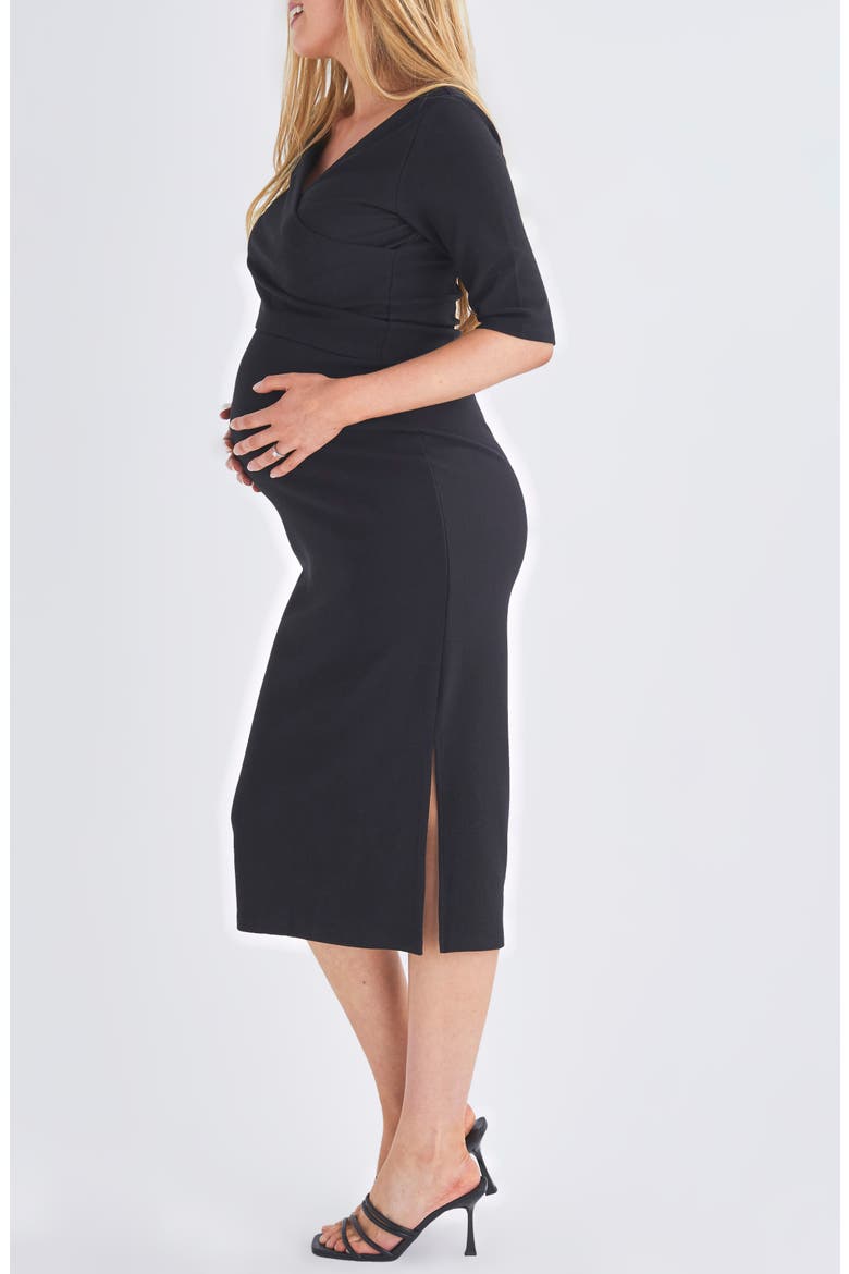 Maternity/Nursing Crop Top & Pencil Skirt Set, Alternate, color, BLACK