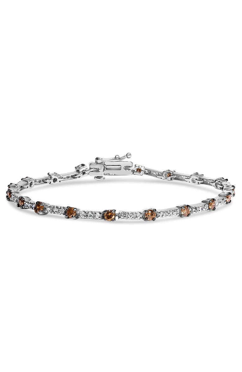 Haus of Brilliance 14k White Gold 2 1/4 Cttw Champagne Diamond Bar Link 7" Bracelet, Main, color, White