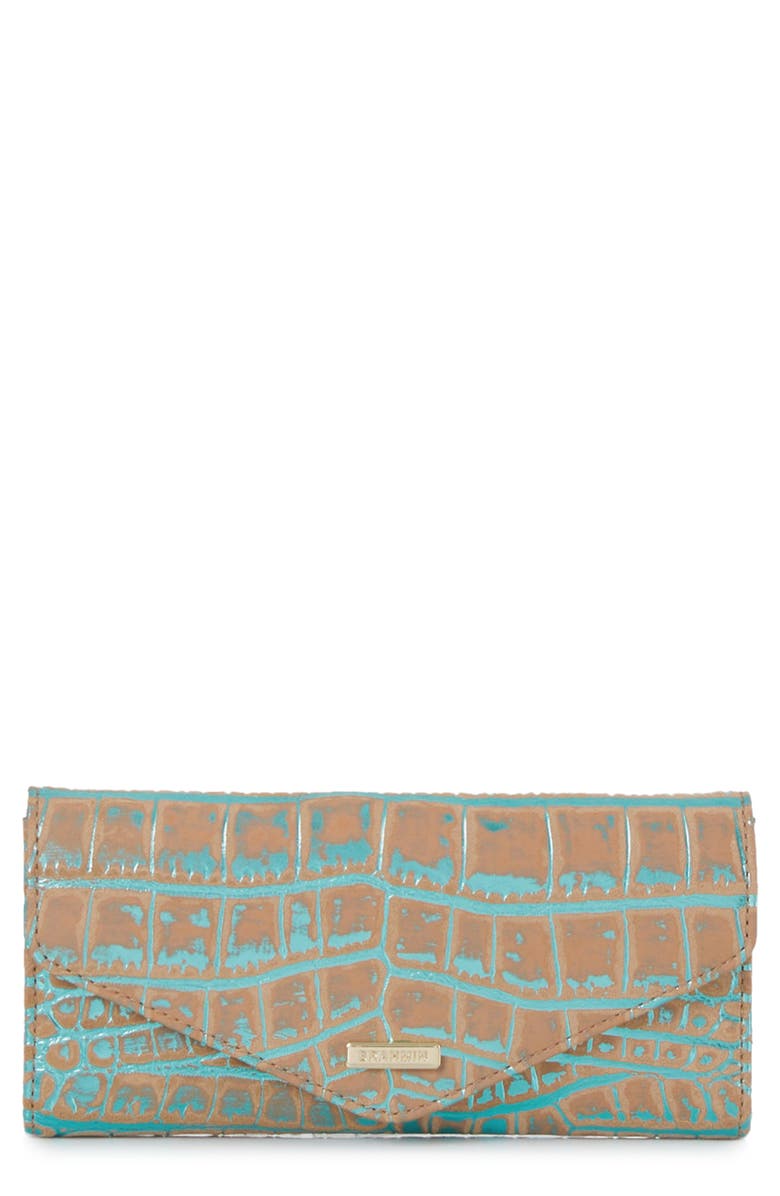 Brahmin Veronica Croc Embossed Leather Envelope Wallet, Main, color, 