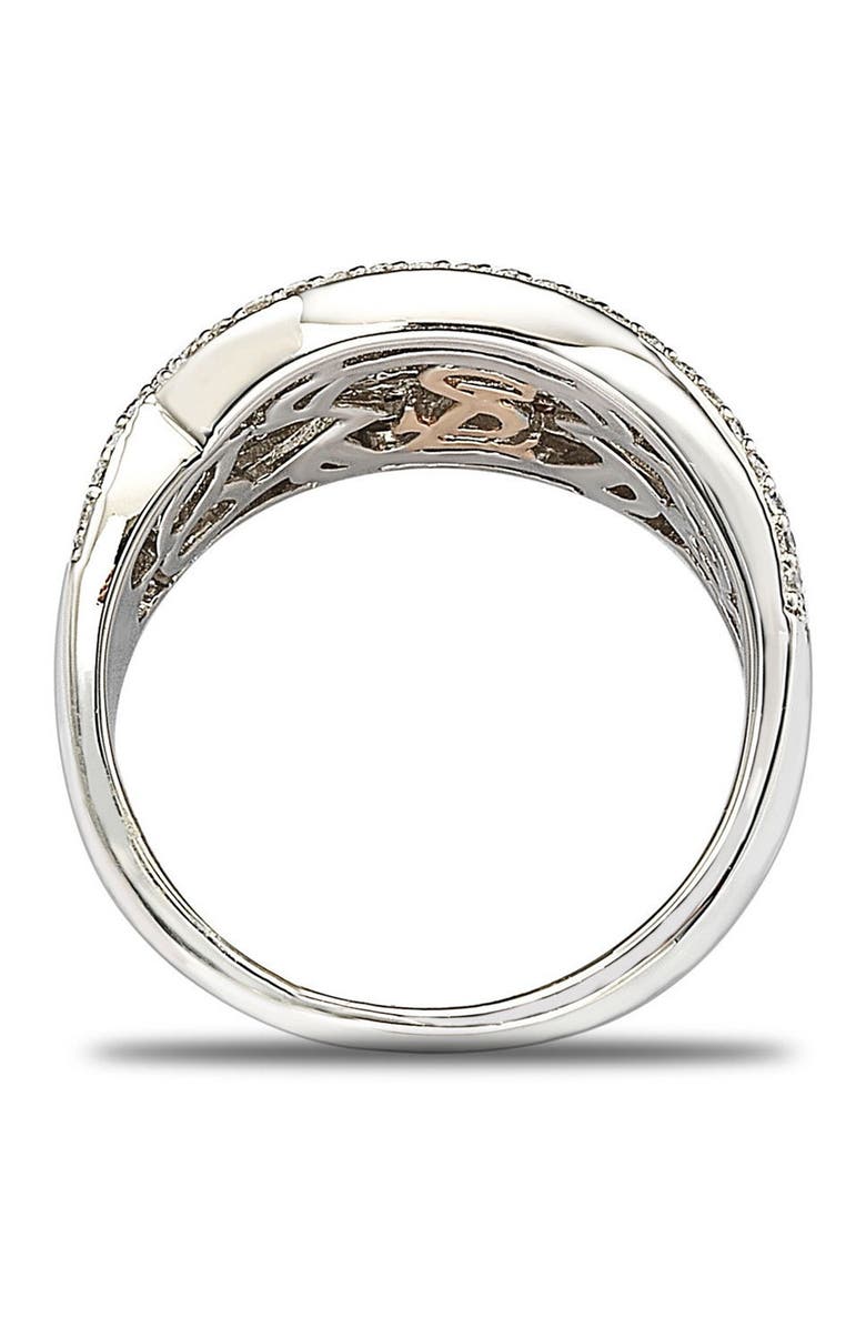 SUZY LEVIAN Sterling Silver White & Chocolate CZ Ring, Alternate, color, Brown