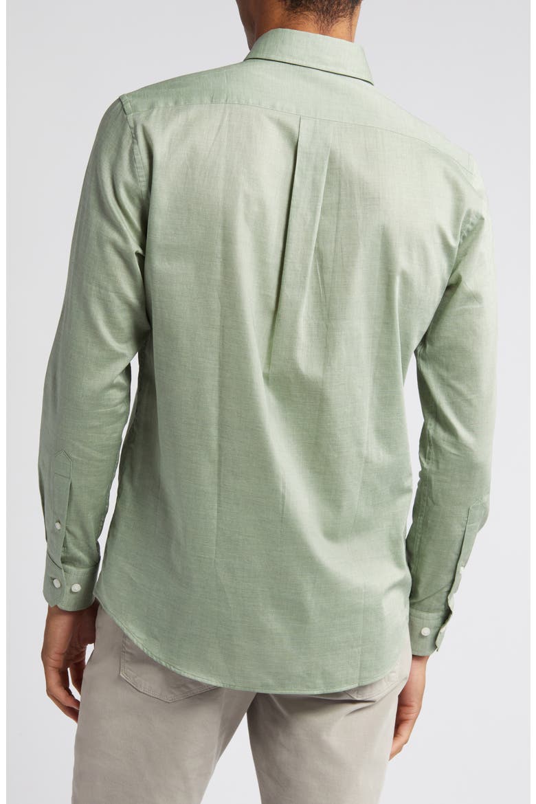 Heathered Chambray Button-Down Shirt, Alternate, color, SAGE