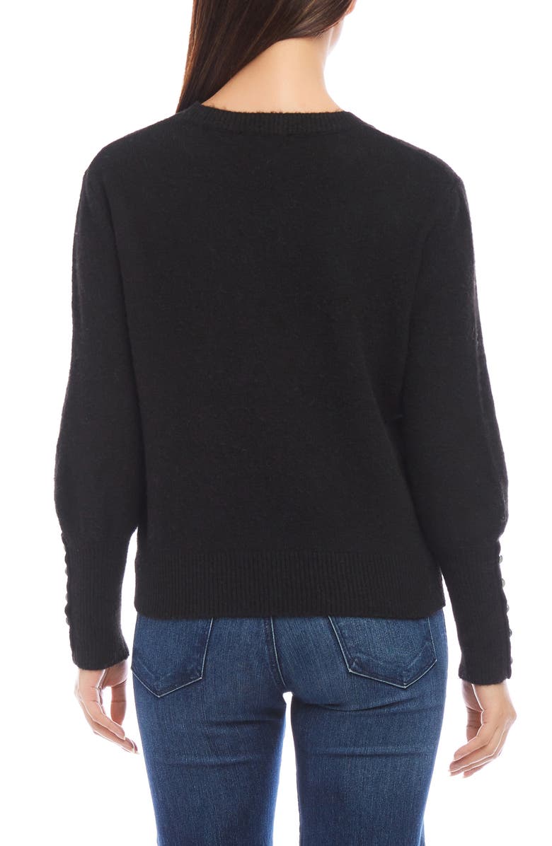 Karen Kane Button Cuff Crewneck Sweater, Alternate, color, 
