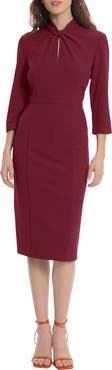 Donna Morgan Crepe Three-Quarter Sleeve Sheath Dress