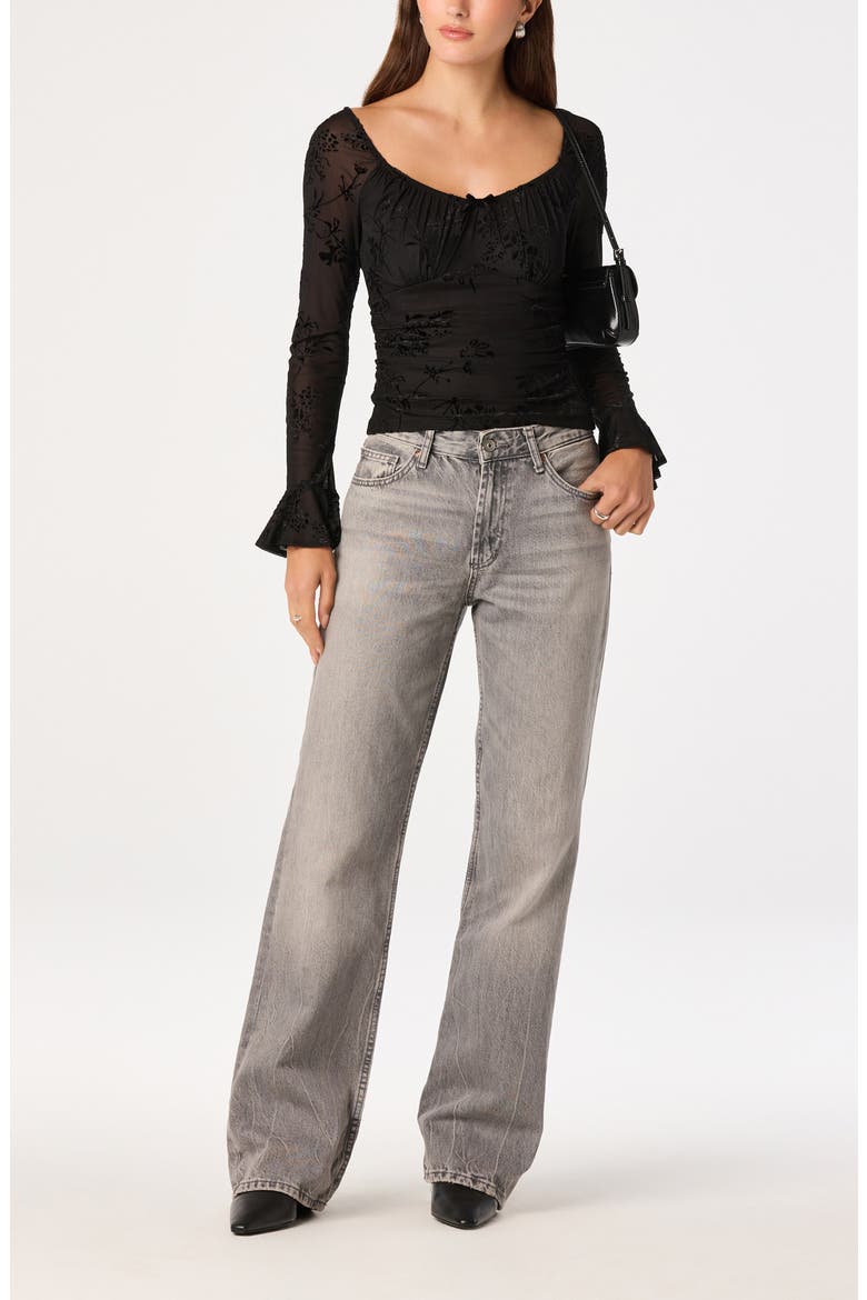 Belsie Burnout Mesh Top, Alternate, color, BLACK