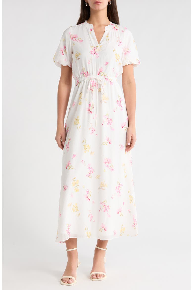 vince camuto floral a line dress Vince Camuto Floral Print V-Neck 34 Sleeve Belted A-Line Dress, Womens, 6, Periwinkle