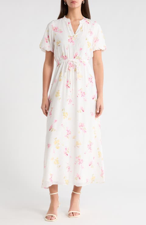 Floral Split Neck Maxi Dress