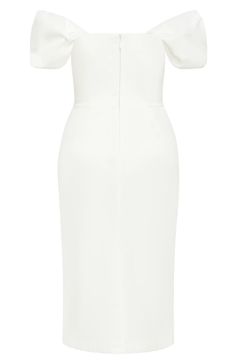 City Chic Elyse Puff Sleeve Sheath Dress, Alternate, color, White