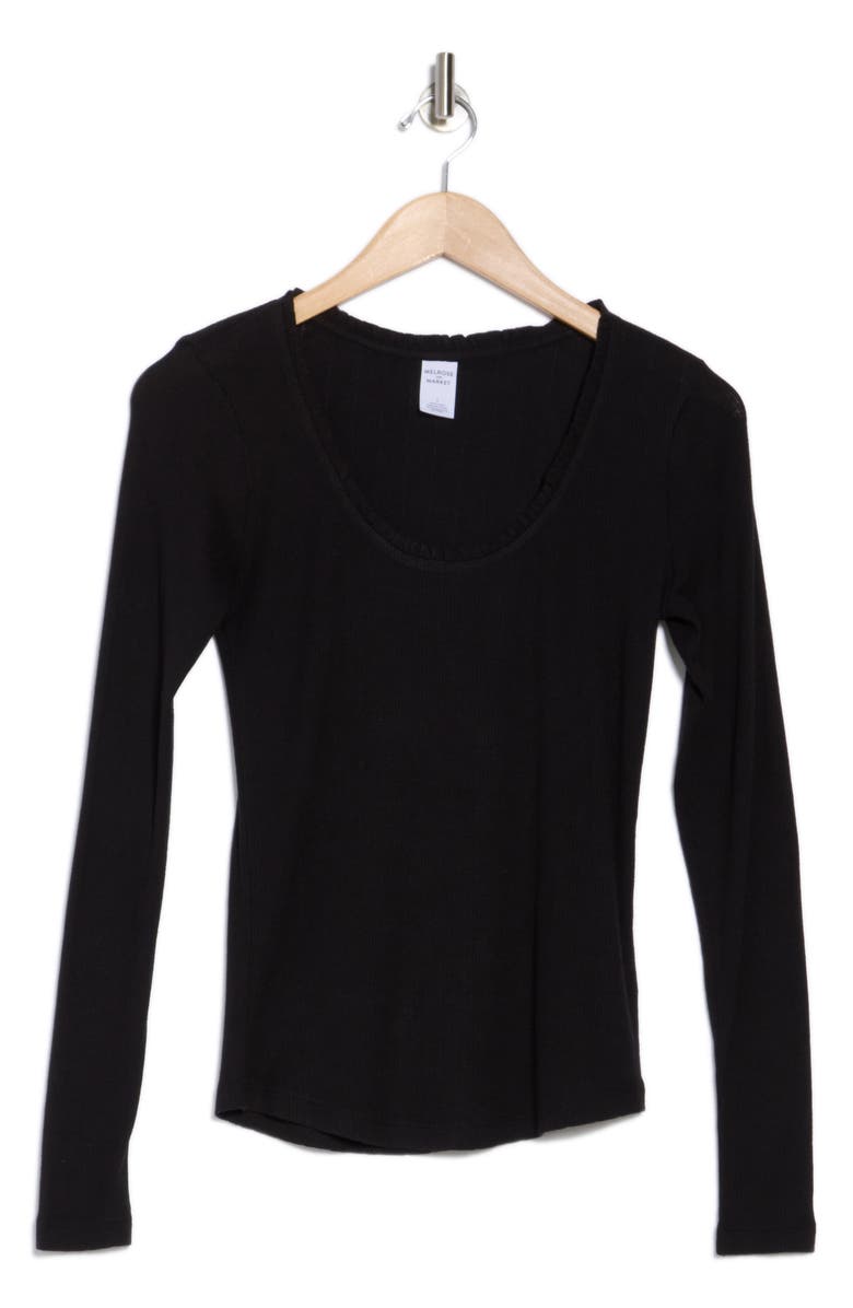 Melrose and Market Long Sleeve Pointelle Cotton Blend Top, Alternate, color, 