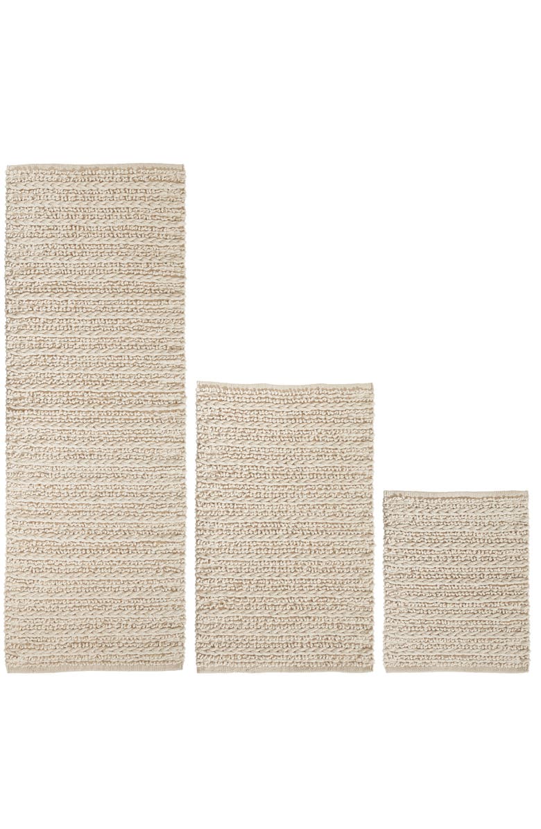 mDesign Bathroom 3 Piece Rug Set, Cotton, Water Absorbent Bath Mats, Natural/Tan, Main, color, Natural