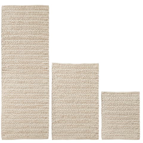 Bathroom 3 Piece Rug Set, Cotton, Water Absorbent Bath Mats, Natural/Tan