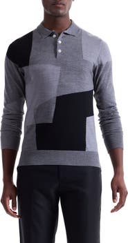 Bugatchi Colorblock Merino Wool Polo Sweater