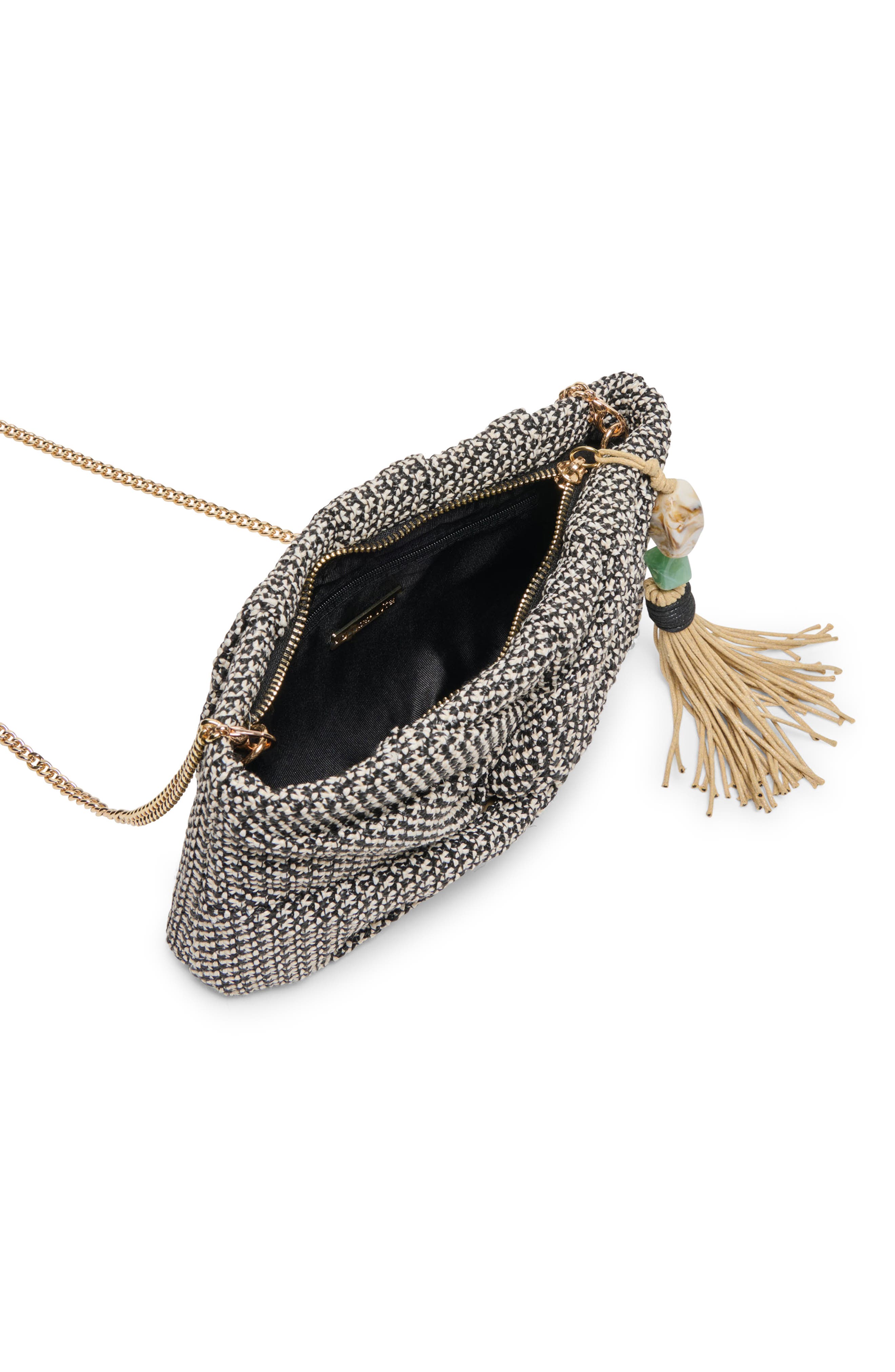 Dolce Vita Elowen Raffia Clutch, Alternate, color, Black