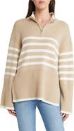 Rails Tessa Stripe Wool & Cotton Quarter-Zip Pullover