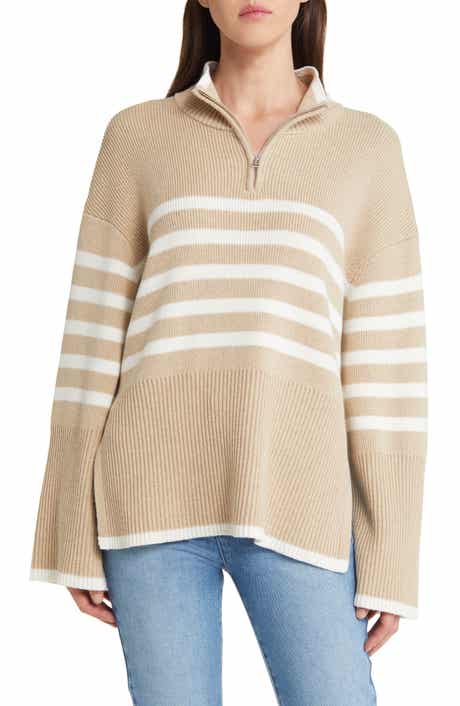 Rails Tessa Stripe Wool & Cotton Quarter-Zip Pullover