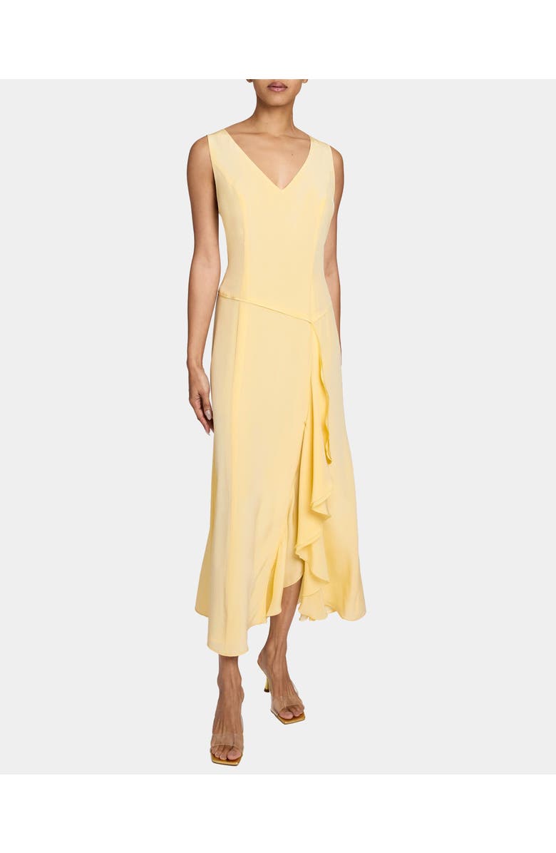 Santorelli EMERSON Sleeveless Silk Midi Dress with Skirt Side Cascading Ruffles, Main, color, Chamomile
