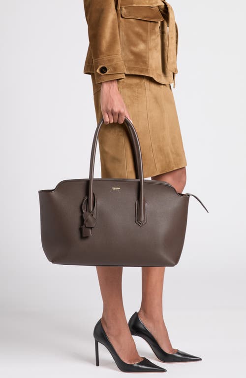 Tom Ford Large Alexander Leather Tote In Brown