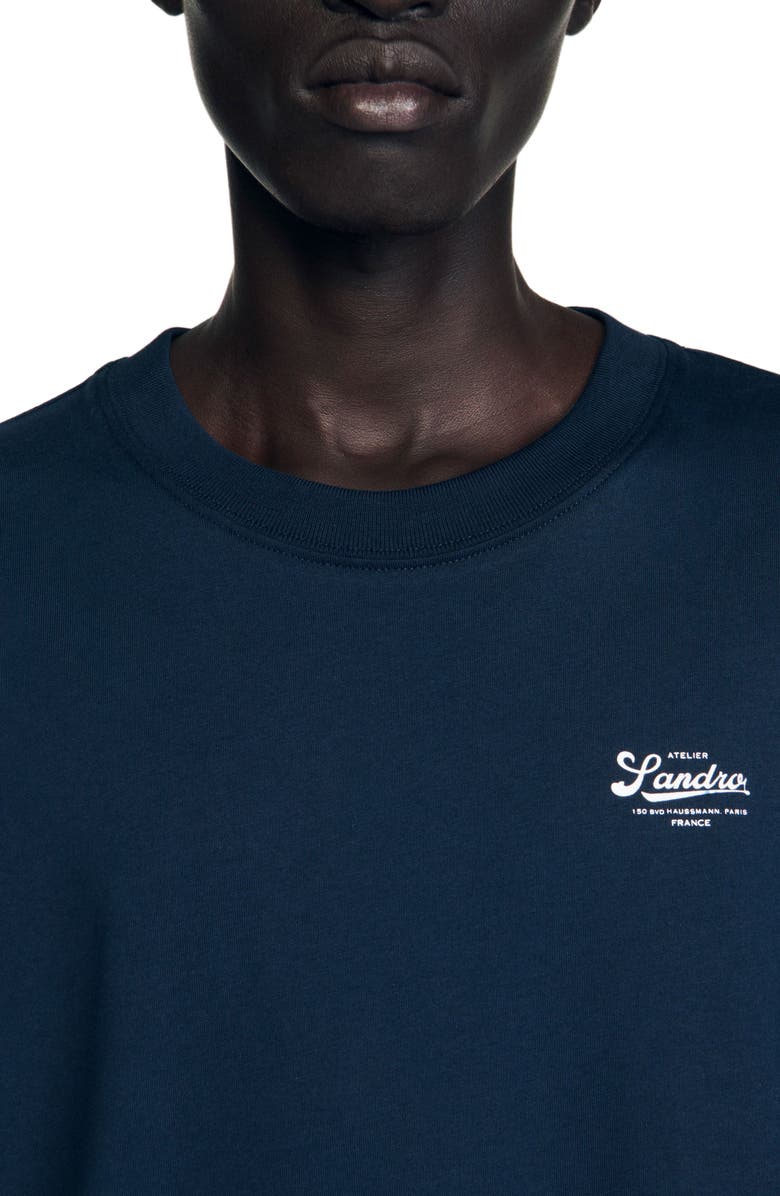 SANDRO T-shirt with appliqué logo, Alternate, color, Midnight Blue