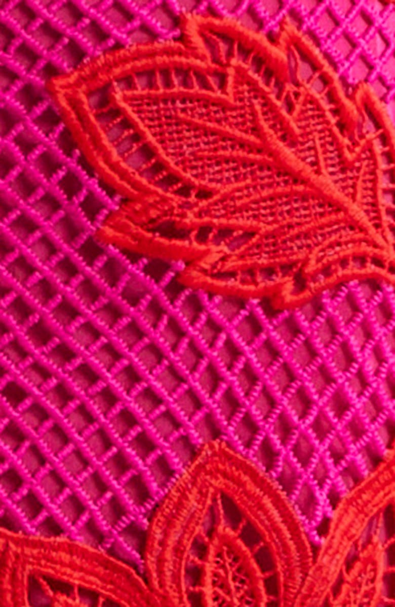 FARM Rio Guipuire Lace One-Shoulder Maxi Dress, Alternate, color, Red