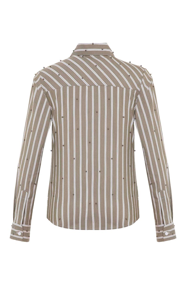 THEO The Label Echo Mix Stripe Pearly Shirt, Alternate, color, Tapenade/Gunmetal