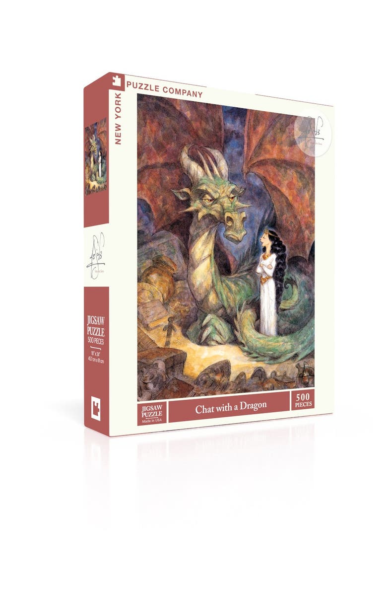 NEW YORK PUZZLE COMPANY Chat with a Dragon 500 Piece Puzzle, Alternate, color, NO COLOR