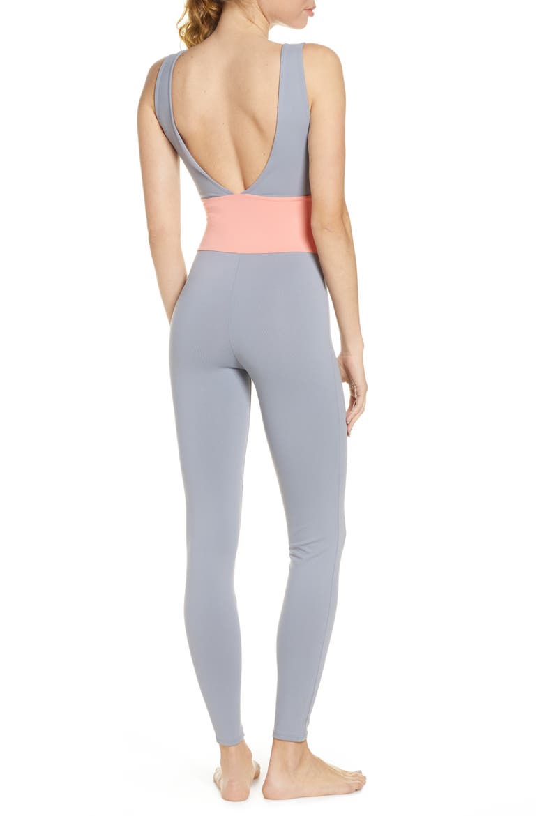 Cutout Colorblock Jumpsuit, Alternate, color, LILAC GREY/ BLOOMING