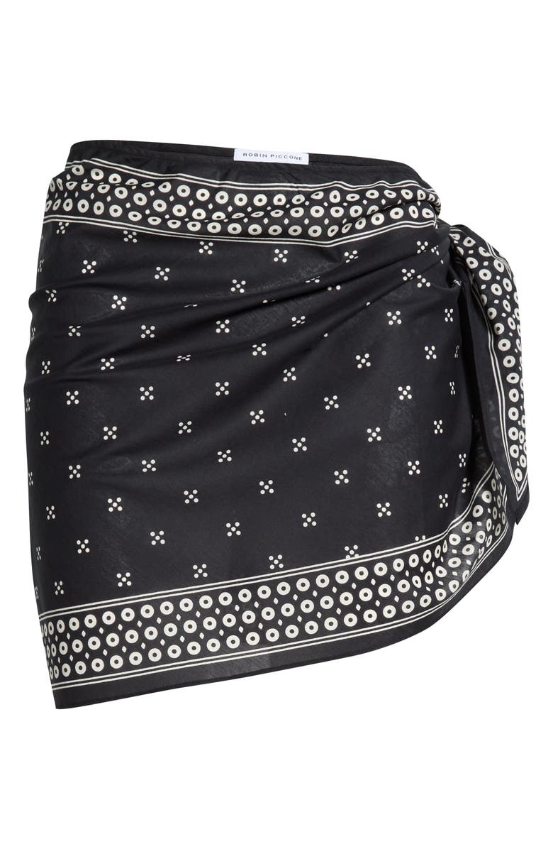 Robin Piccone Juno Print Cotton Cover-Up Pareo, Main, color, Black