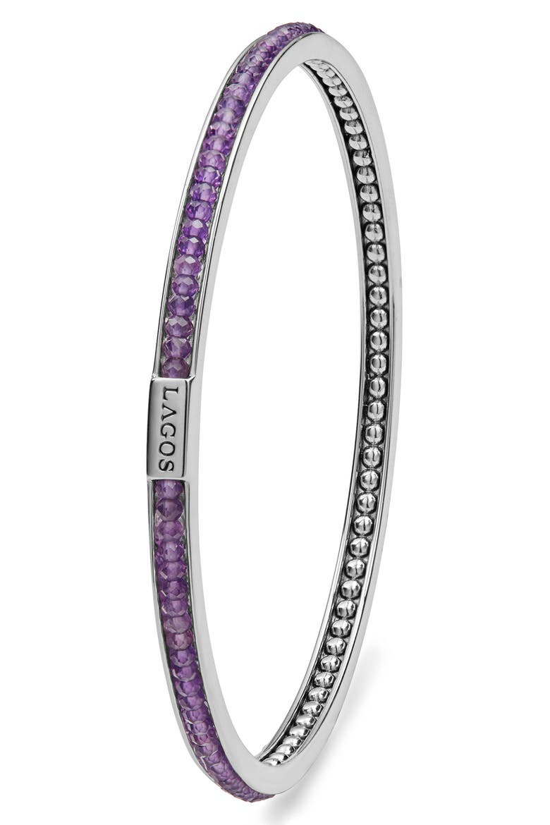 Caviar Icon Beaded Bangle Bracelet, Alternate, color, SILVER/ AMETHYST