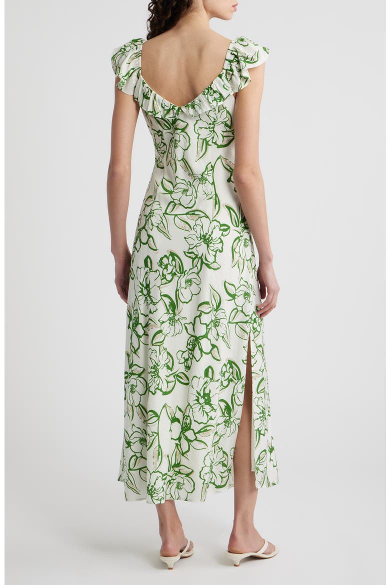 Petal Sketch Maxi Dress, Alternate, color, CLOVER
