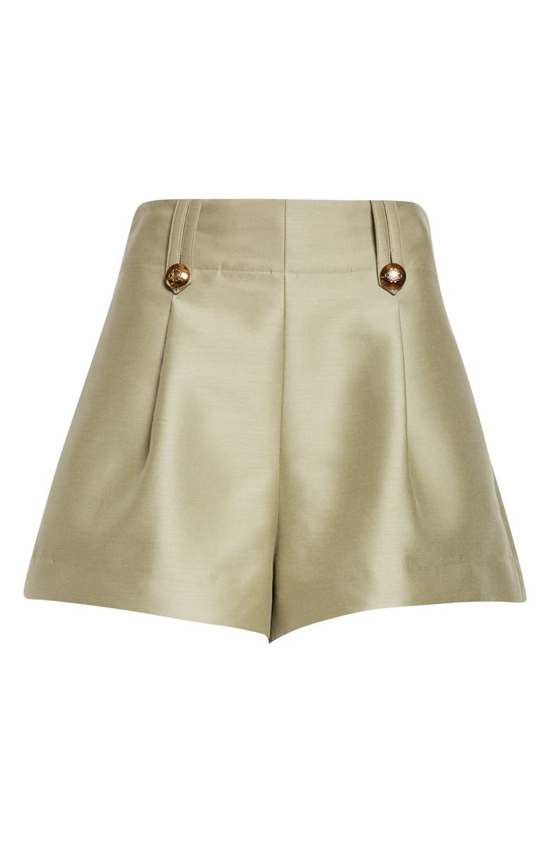 Zimmermann Kindred Spirit Luna Tailored High Waist Wool & Silk Shorts, Alternate, color, Palm