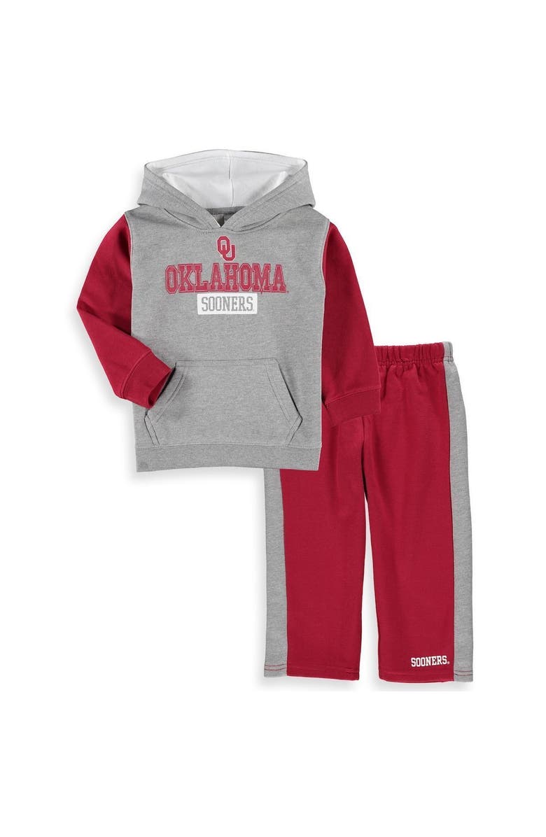COLOSSEUM Toddler Colosseum Heathered Gray/Crimson Oklahoma Sooners Back To School Fleece Hoodie And Pant Set, Main, color, 