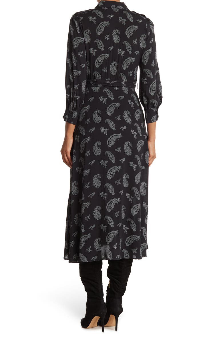 PHILOSOPHY CASHMERE PHILOSOPHY APPAREL Paisley Long Sleeve Maxi Shirt Dress, Alternate, color, 
