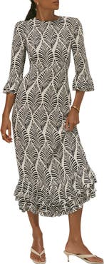 MINT VELVET Printed Ruffle Detail Midi Dress